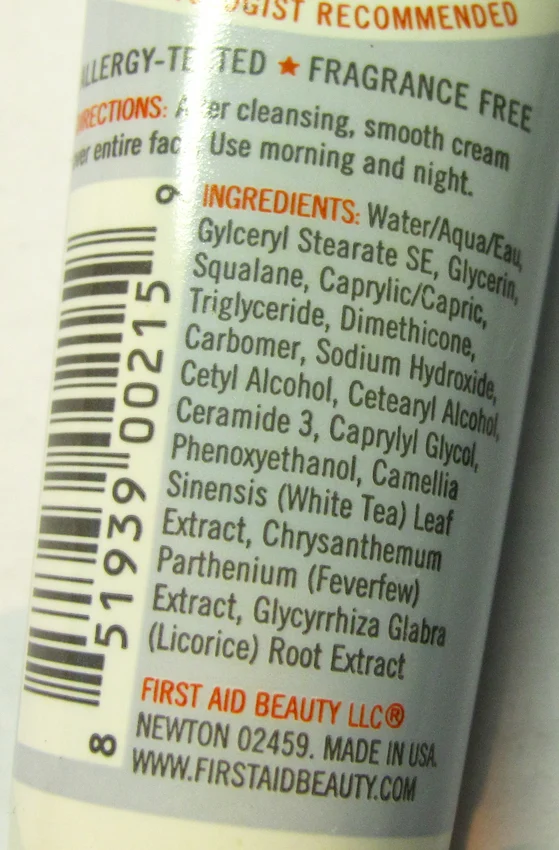 Clear cosmetic ingredient list